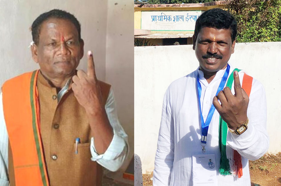 Congress candidate Rajman Benjam and BJP candidate Lachhuram Kashyap voted