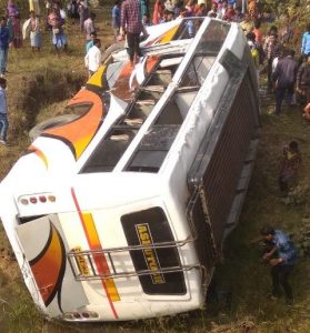 Passenger bus overturns 15 passengers injured in Dantewada
