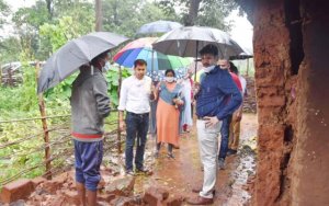 Collector inspected the damage caused by rain