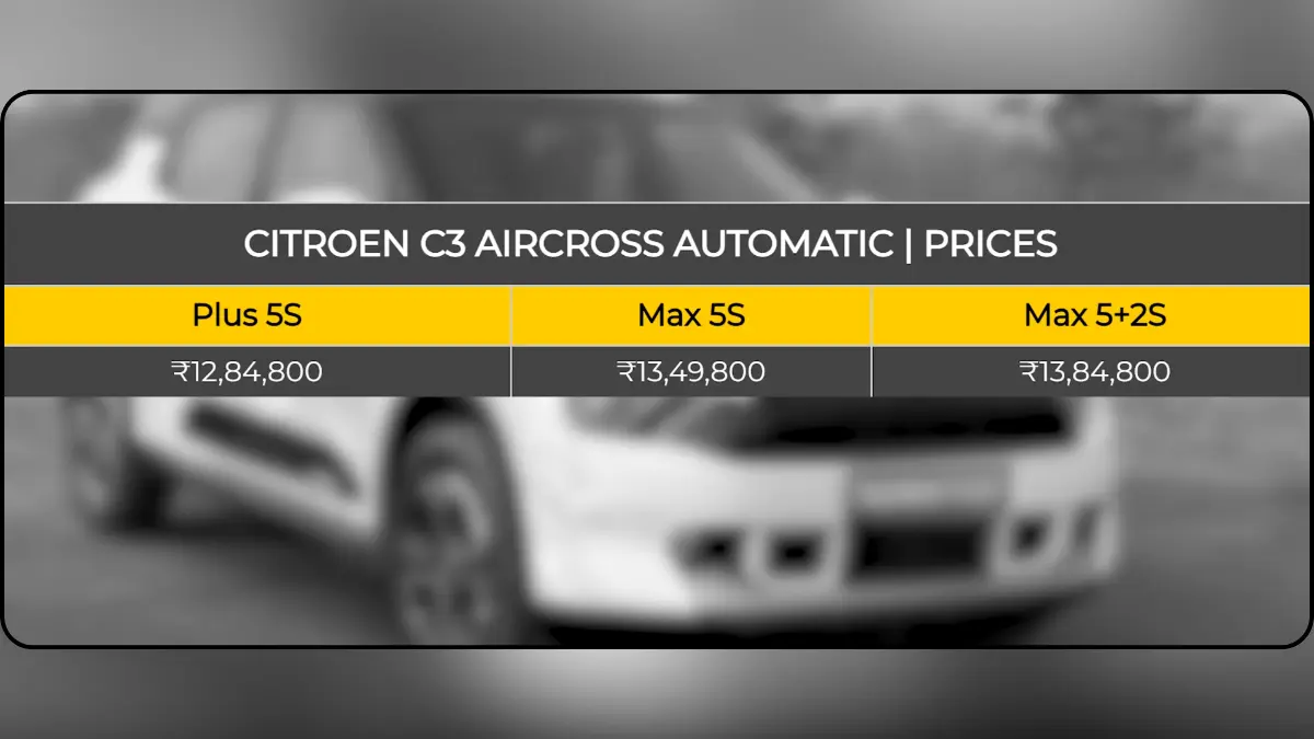 Citroen C3 Aircross Car Price Chart