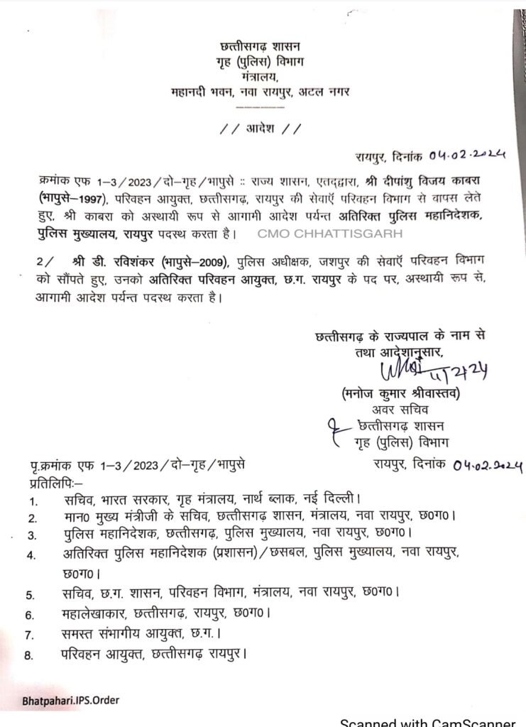 IPS Transfer 2024, IPS Transfer, CG IPS Transfer 2024, Chhattisgarh IPS Transfer