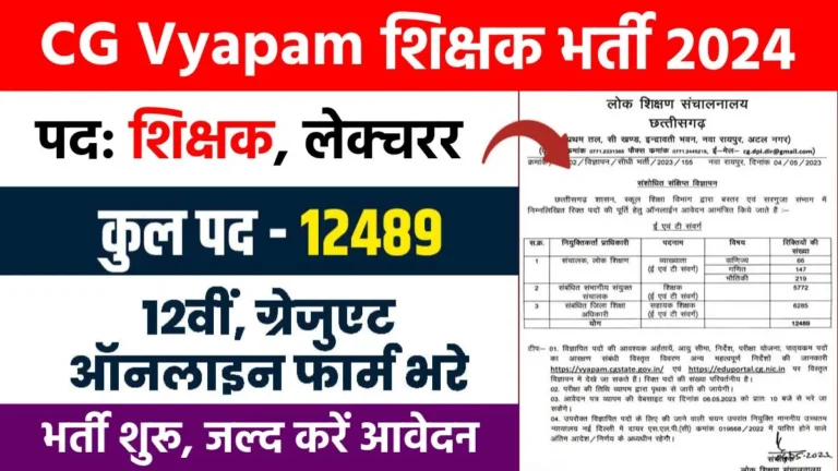 CG Vyapam Vacancy 2024, CG Vyapam Teacher Bharti 2024